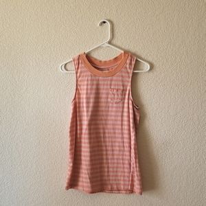 Orange & light pink striped tank top